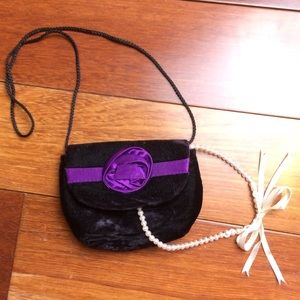 Child’s Velvet Purse with Rose Detail